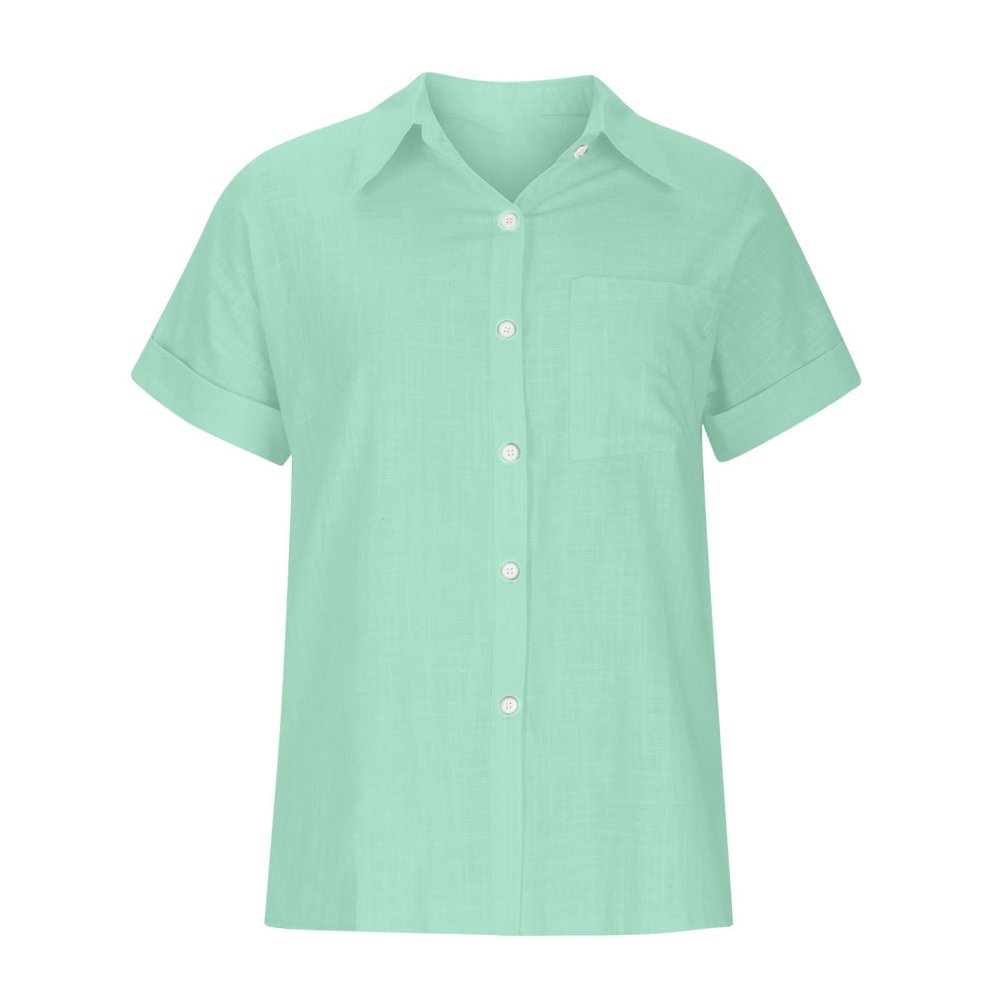 2025 solid color washed cotton shirt short sleeve casual loose shirt