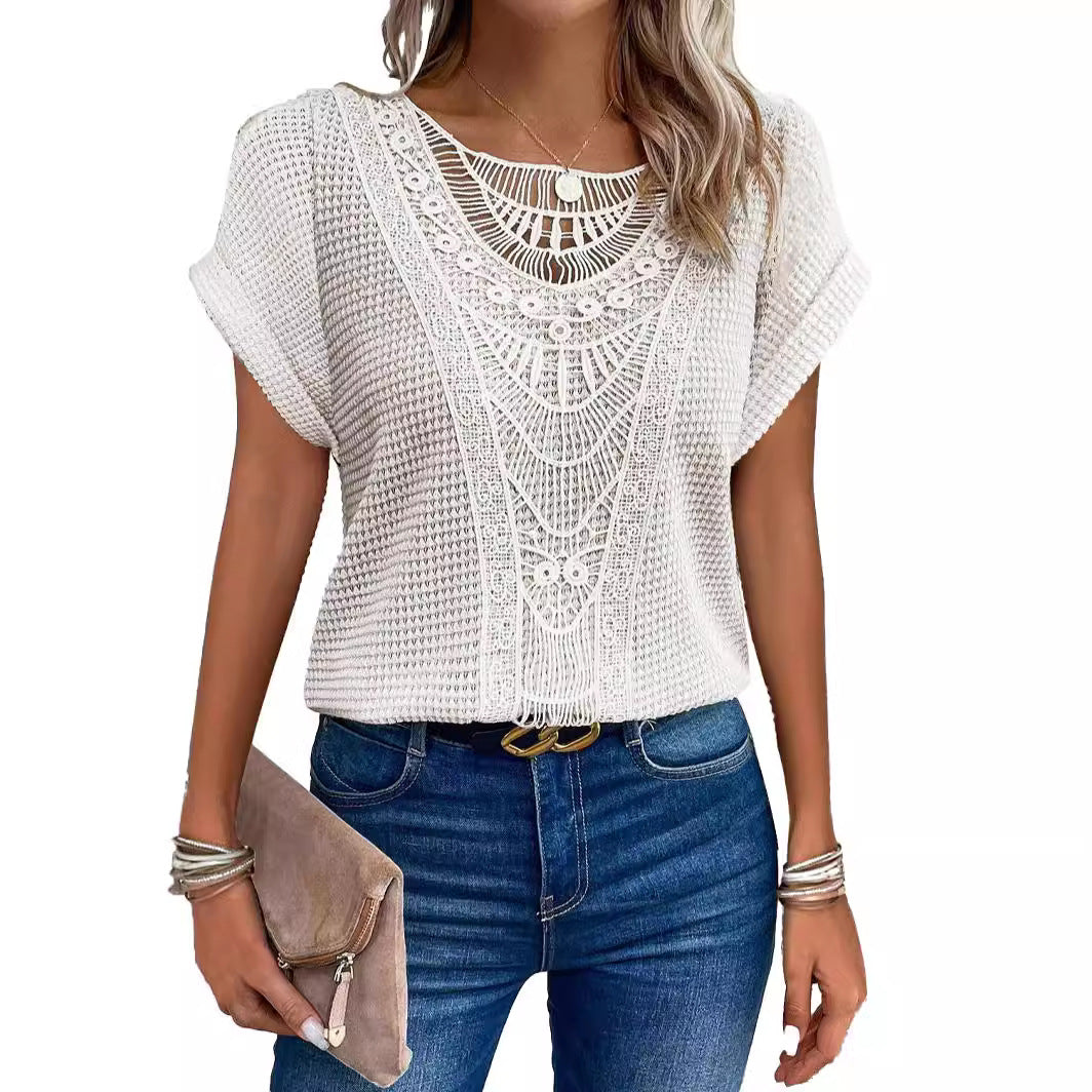 Women's Casual Knit Short-Sleeve T-Shirt — Soft, Lightweight, and Perfect for Summer Wear