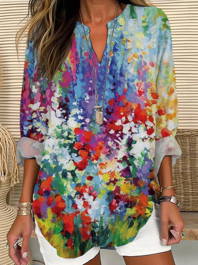 Women's Floral V-Neck Blouse — Lightweight, Feminine & Effortless