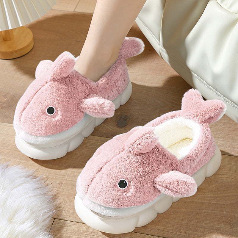 Heel-covered Powder Blue Super Soft Warm and Anti-slip Fluffy Slippers