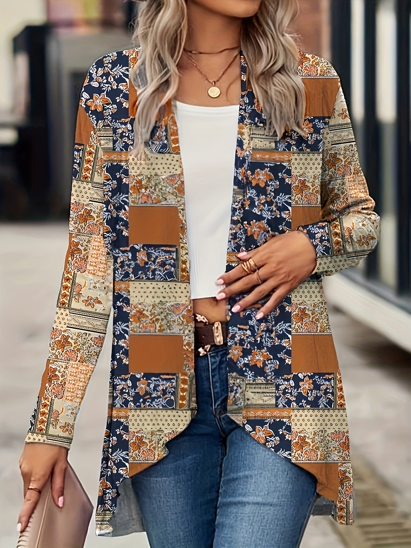 Women's Casual Floral Breathable Loose Fit Outerwear.
