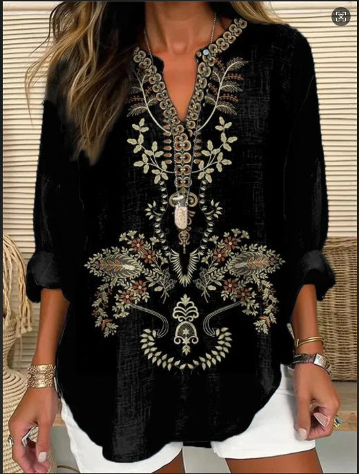 Boho Blue & White Blouse — Free-Spirited Style for Every Season