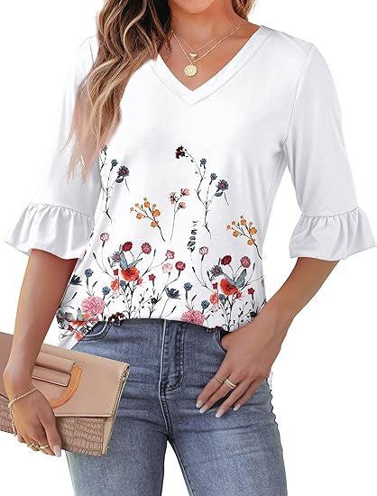 Women's 3/4 Sleeve Pullover Shirt — Light, Elegant & Effortlessly Stylish