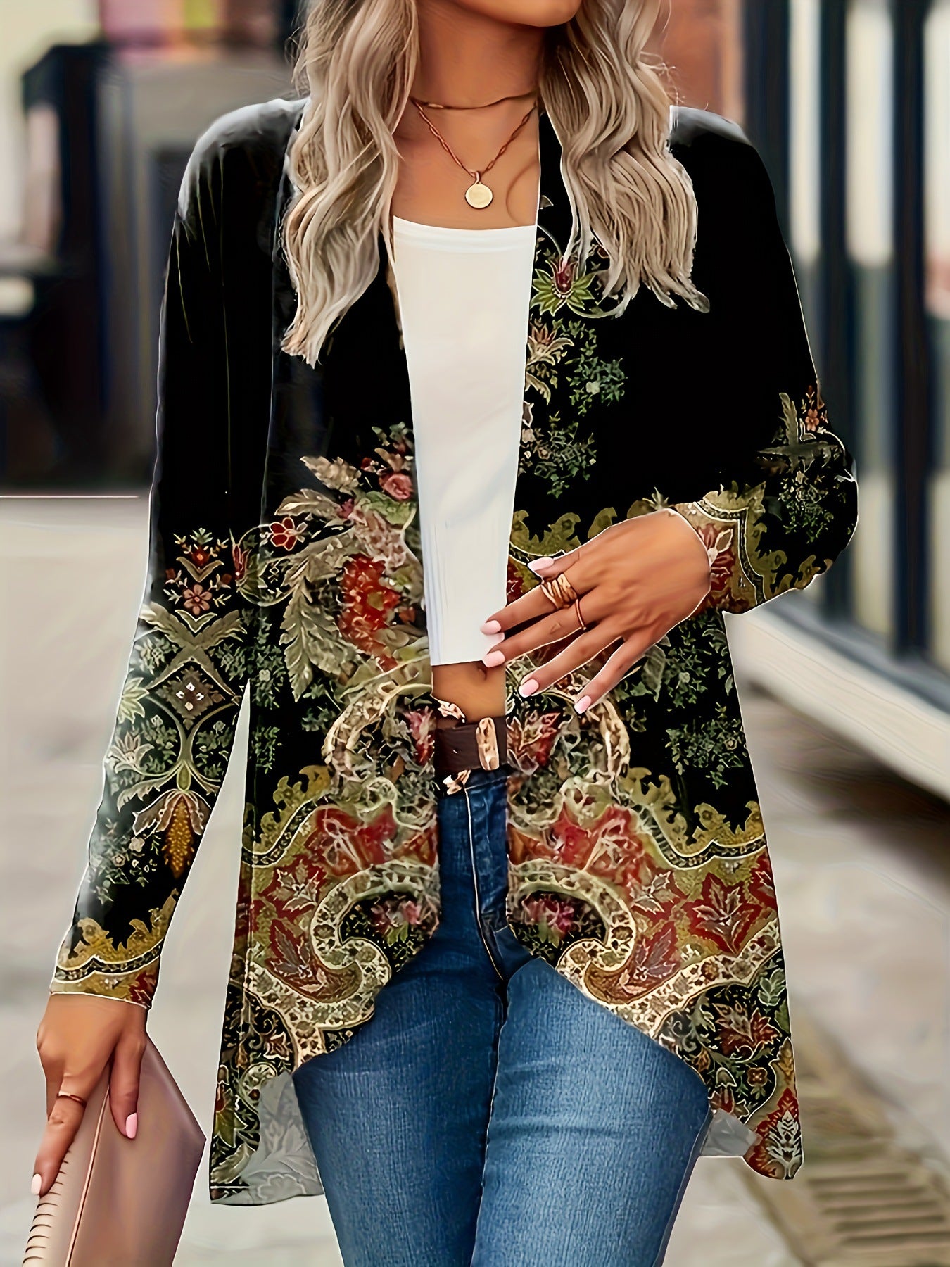 Women's Casual Floral Breathable Loose Fit Outerwear.