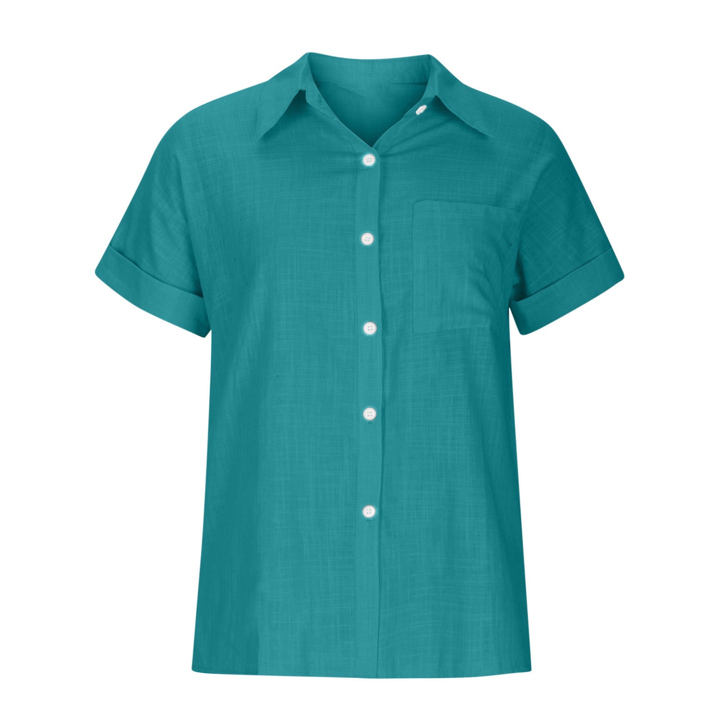 2025 solid color washed cotton shirt short sleeve casual loose shirt
