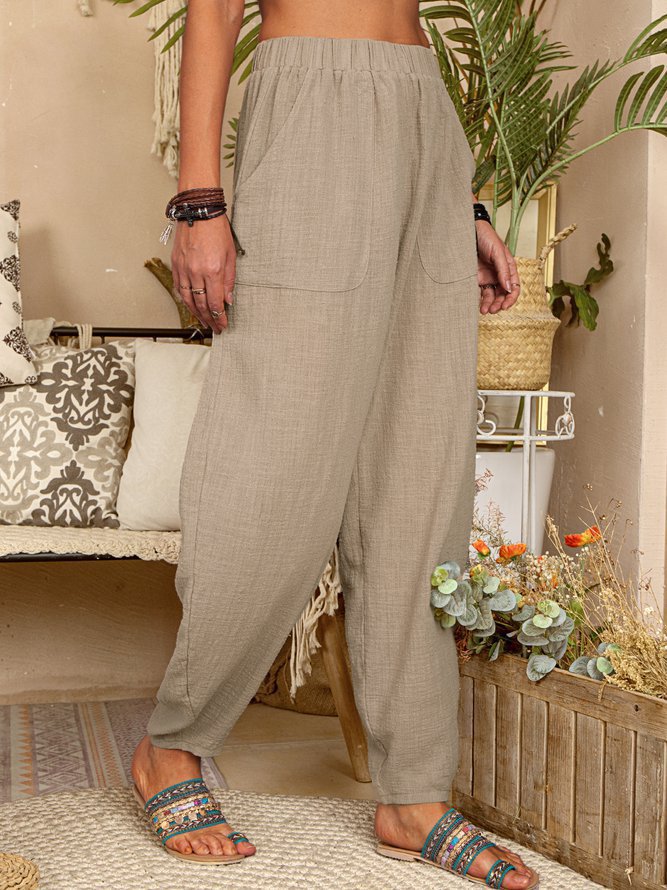 Women's Casual Cotton Linen Pants – Loose Fit, Breathable, with Pockets | Summer Lounge Trousers