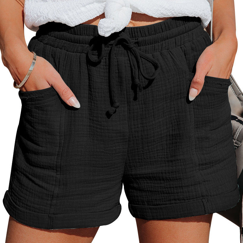 Women’s Cotton Linen Wide-Leg Shorts – Breathable, Relaxed Fit for Summe