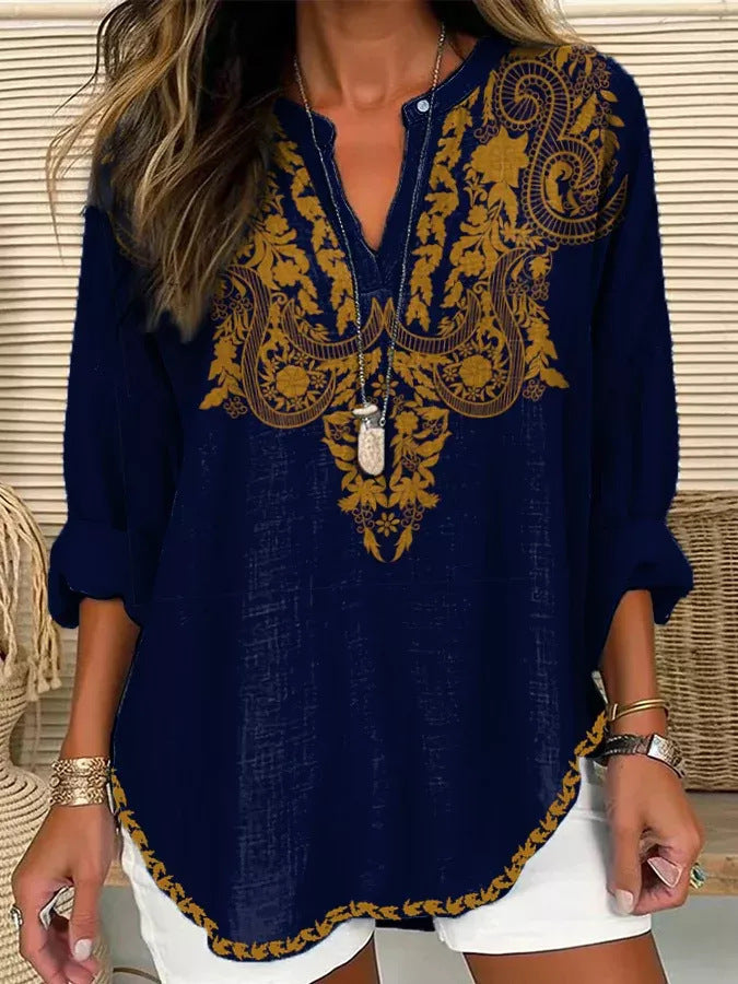 Boho Blue & White Blouse — Free-Spirited Style for Every Season