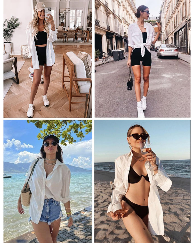 3/4 Sleeve Shirts Button Down Beach Cover Up - Zeagoo (Us Only)