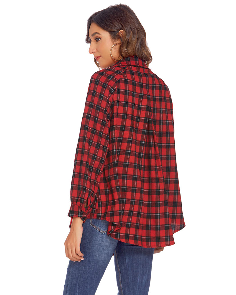 Zeagoo Womens Button Down Blouses Casual Flannel Plaid Shirts Long Sleeve Work Tops
