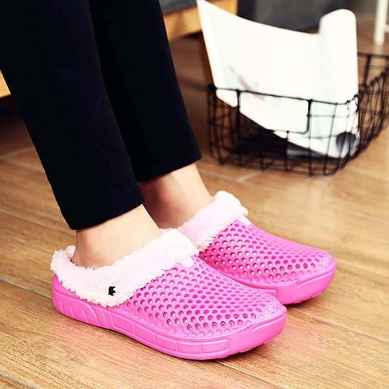 Women Nonslip PU Fur Slippers Family Indoor Slides