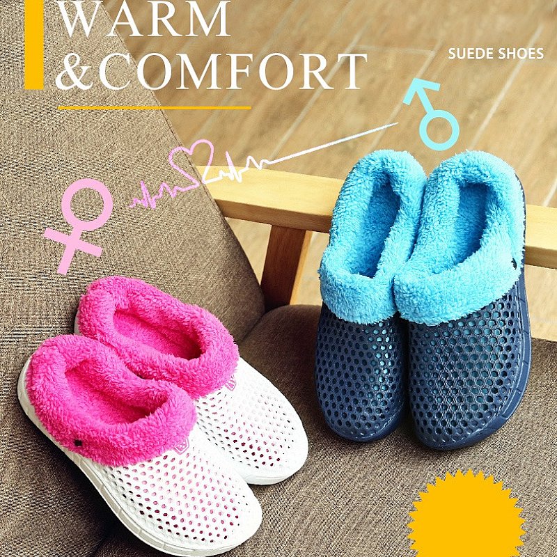 Women Nonslip PU Fur Slippers Family Indoor Slides