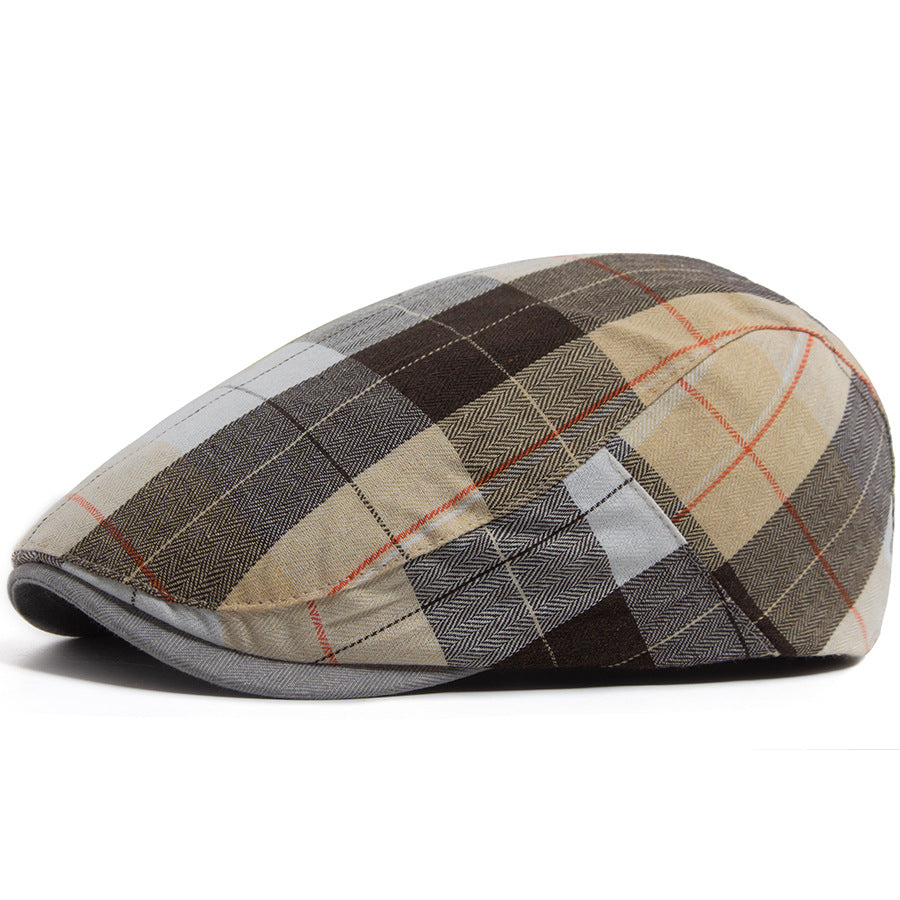 LIA | Cotton plaid patchwork flat cop hat