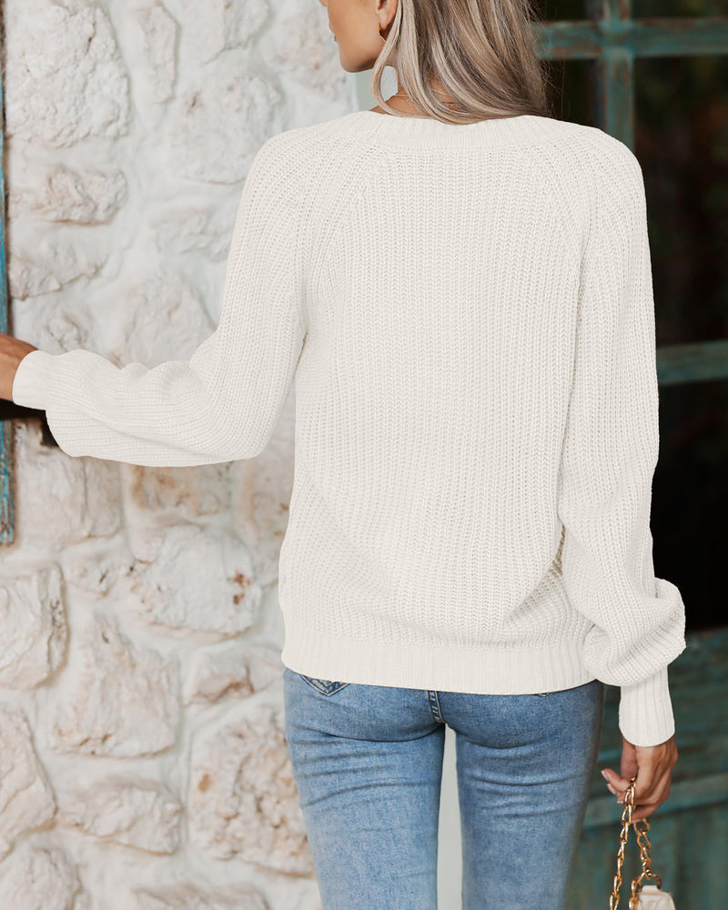 Zeagoo Women's 2023 Fall Chunky Knit Cardigans Open Front Long Sleeve V Neck Button Loose Cardigan Sweaters