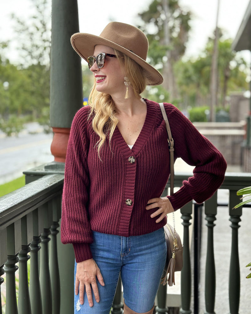 Zeagoo Women's 2023 Fall Chunky Knit Cardigans Open Front Long Sleeve V Neck Button Loose Cardigan Sweaters