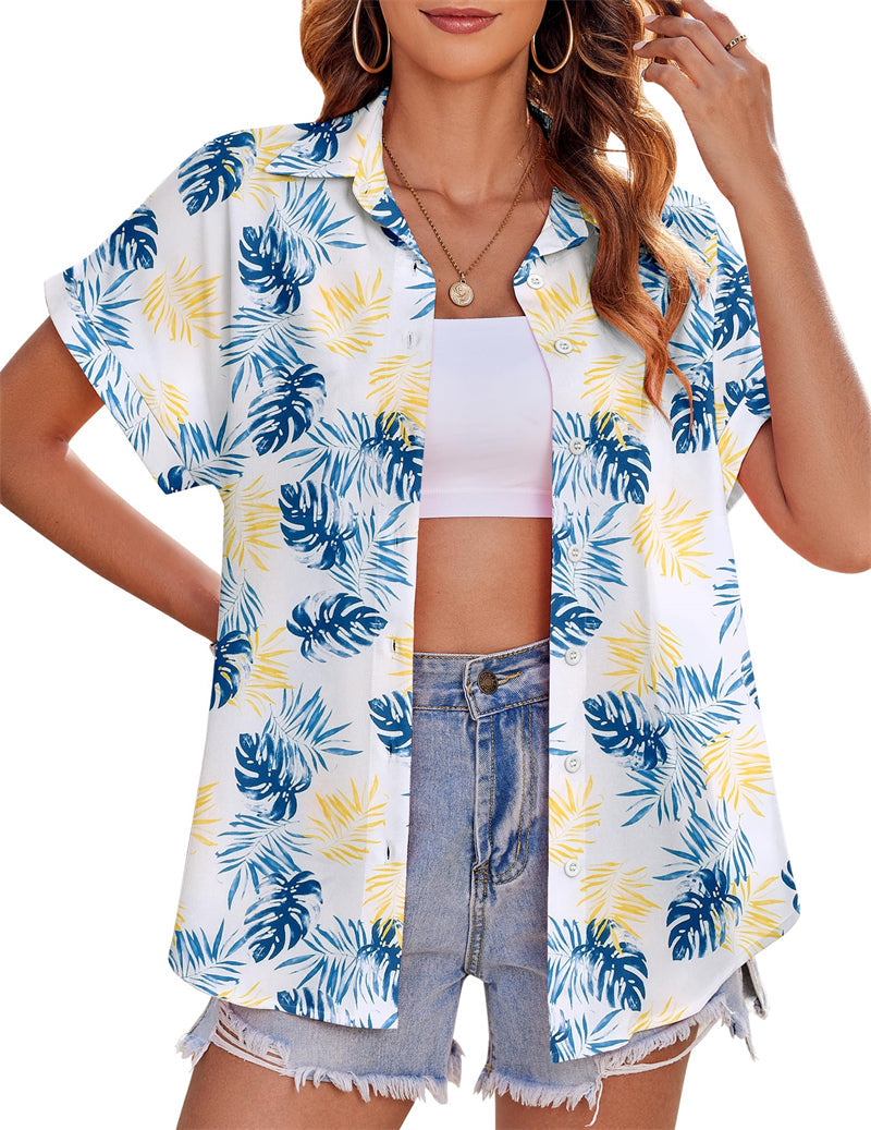 Zeagoo Casual Short Sleeve Floral Print Blouse