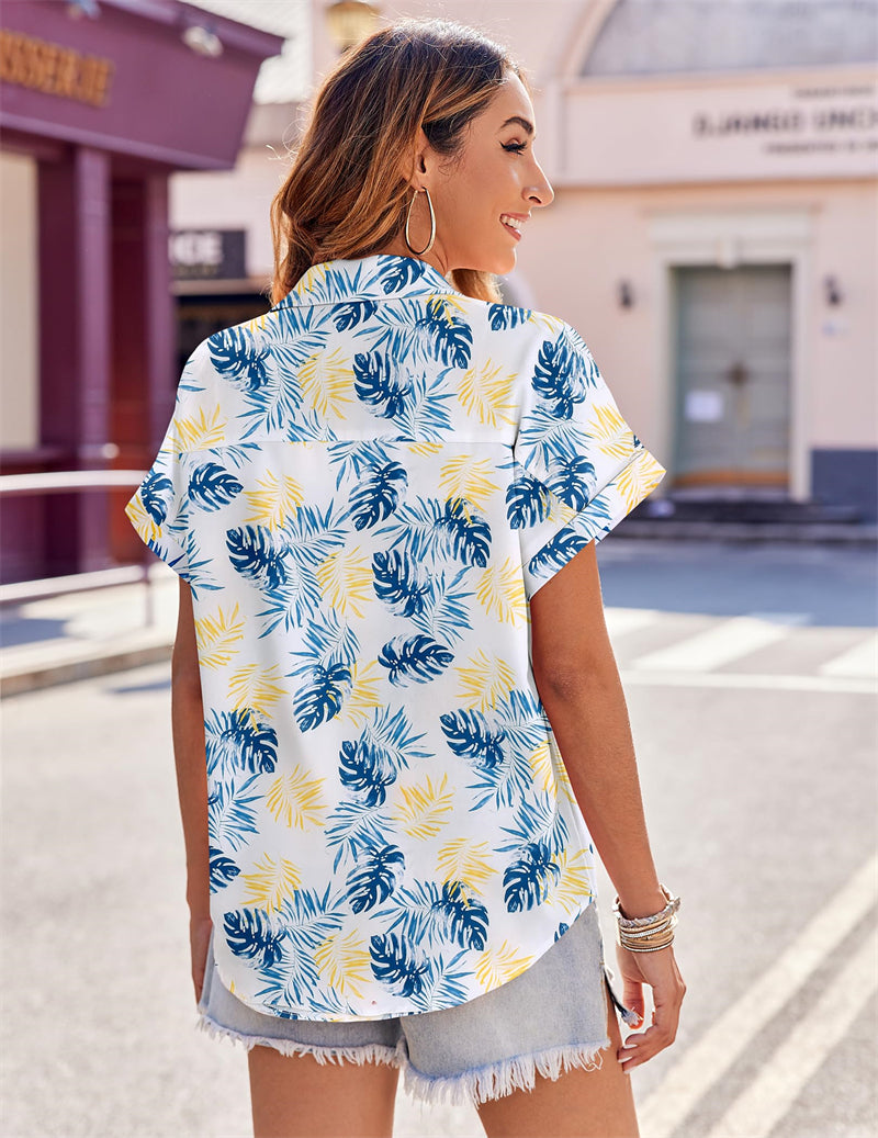 Zeagoo Casual Short Sleeve Floral Print Blouse