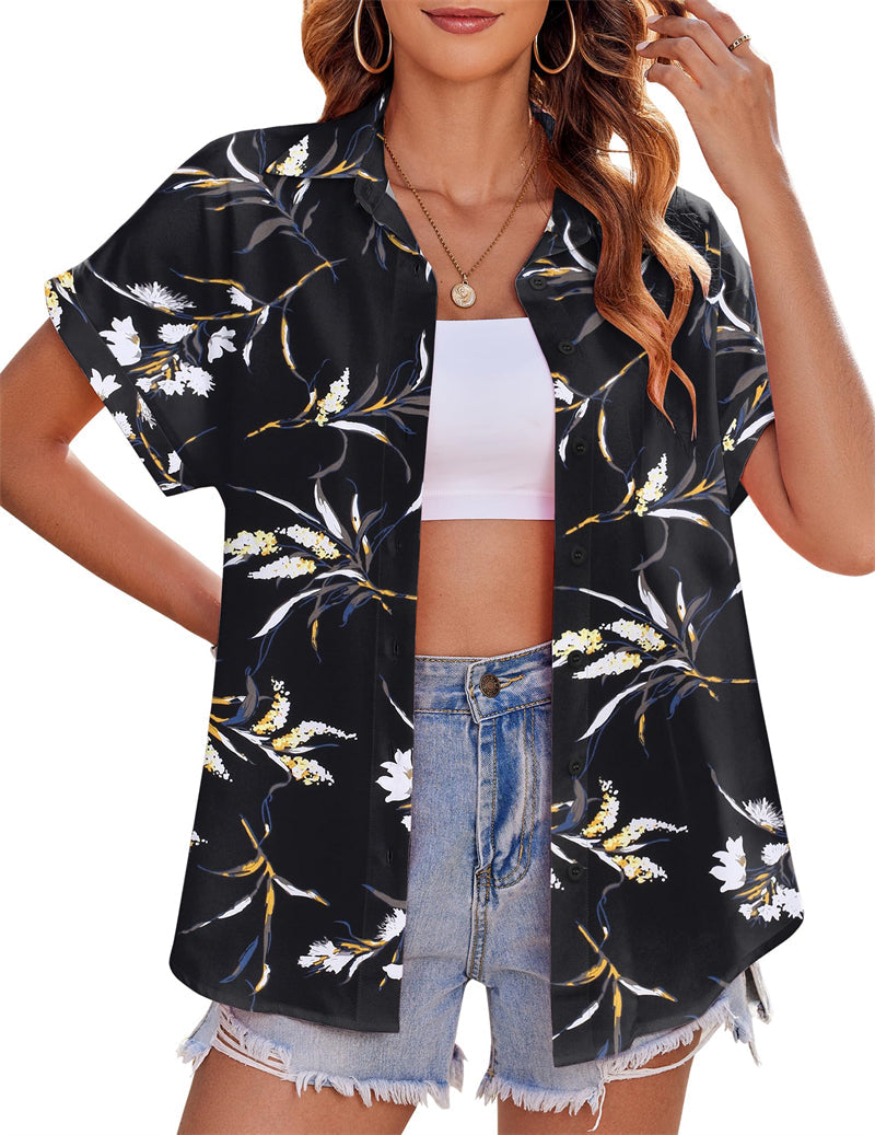 Zeagoo Casual Short Sleeve Floral Print Blouse