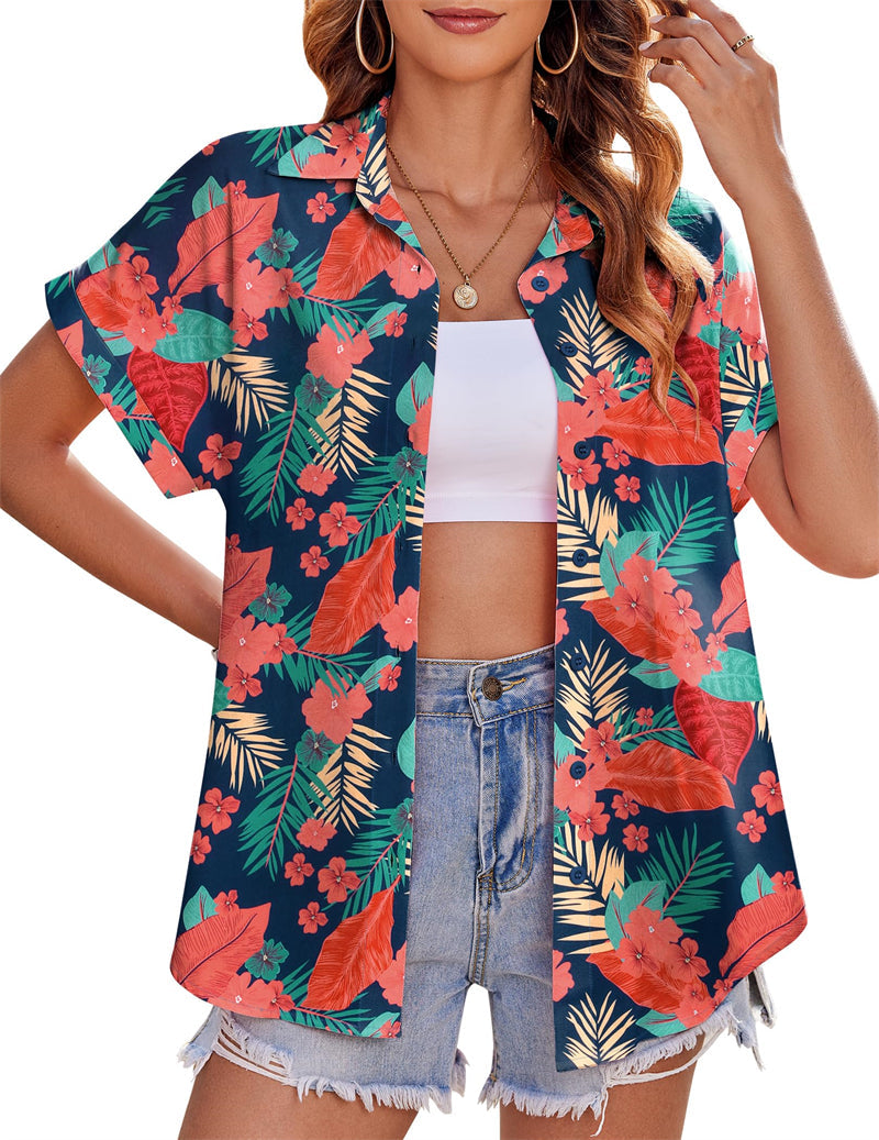 Zeagoo Casual Short Sleeve Floral Print Blouse