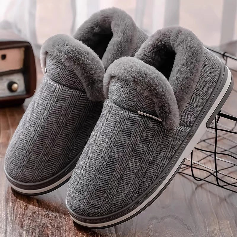 Women Cute Fur Slippers Heel Wrap Winter Footwear