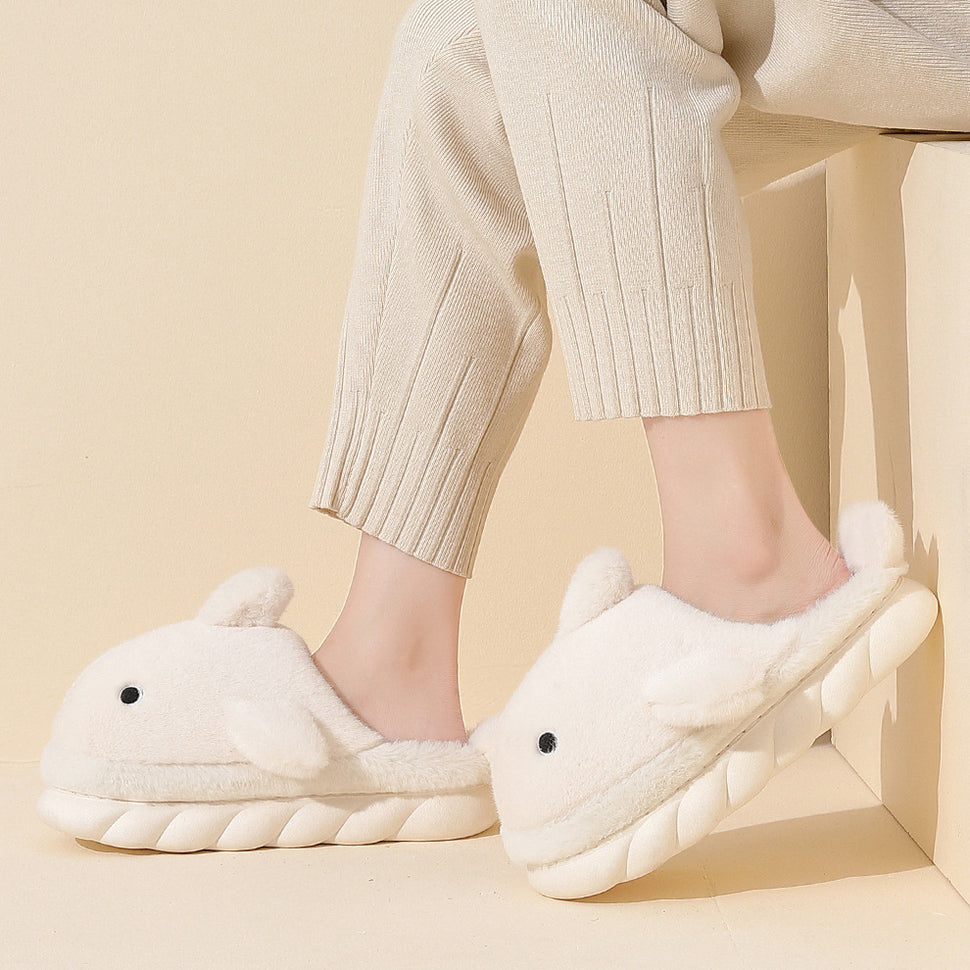 Heel-covered Powder Blue Super Soft Warm and Anti-slip Fluffy Slippers
