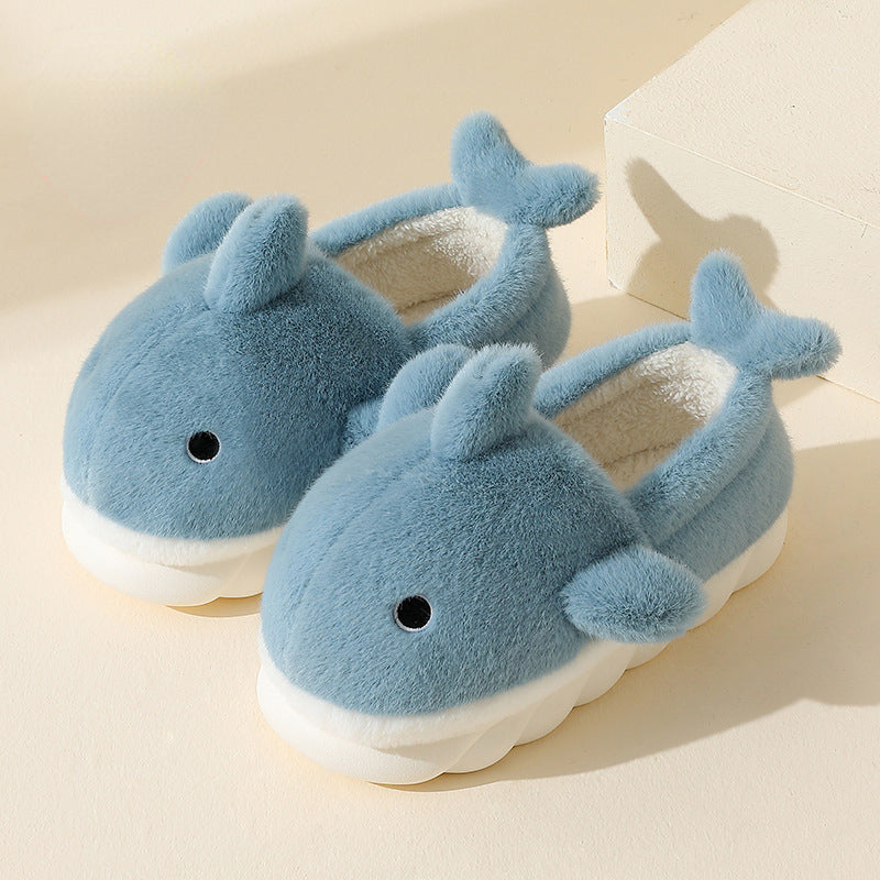 Heel-covered Powder Blue Super Soft Warm and Anti-slip Fluffy Slippers