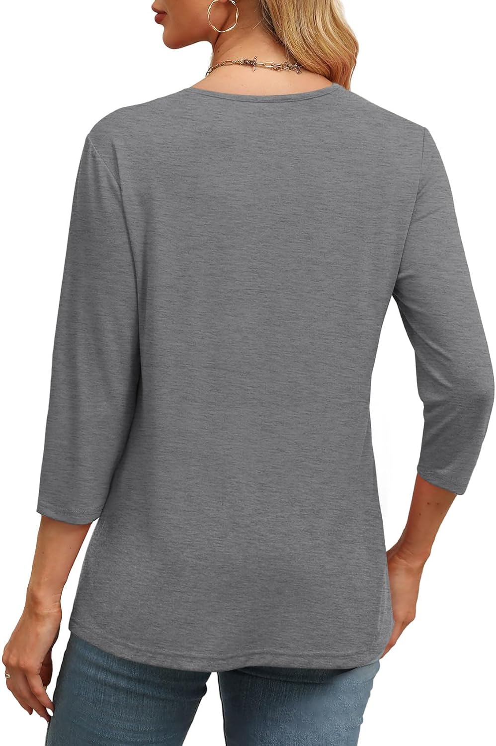 Women's V Neck 3/4 Long Sleeve  Loose Fit  Tops