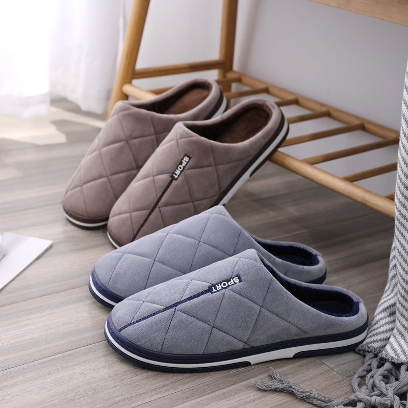 Short Plush Men Winter Slippers Big Size Family Shoes
