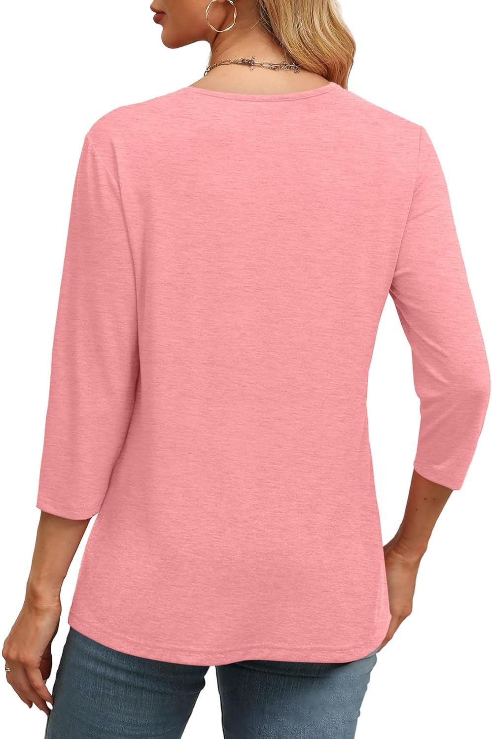 Women's V Neck 3/4 Long Sleeve  Loose Fit  Tops