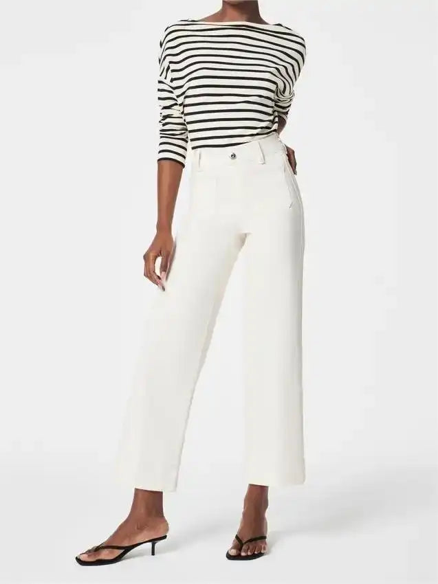 Lininco Tummy Control Cropped Wide-Leg Jeans