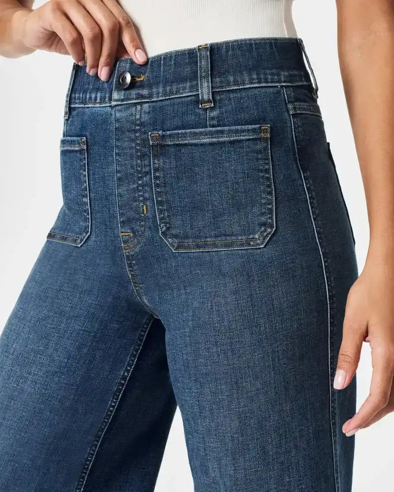 Lininco Tummy Control Cropped Wide-Leg Jeans